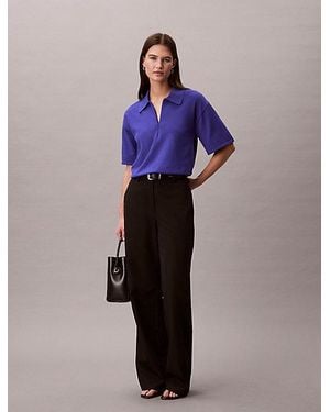 Calvin Klein Jersey tipo polo de manga corta con cremallera - Morado