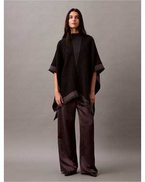 Calvin Klein Wool Woven Shawl - Brown