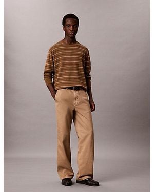 Calvin Klein Merino Wool Stripe Jumper - Brown