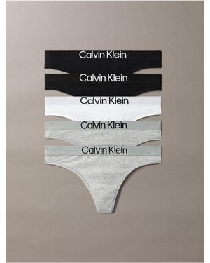 Calvin Klein Maximum Cotton 5-Pack Thong - Metallic