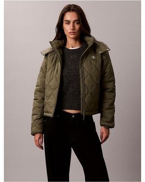 Calvin Klein Calvin Klein Quilted Hooded Puffer Jacket - Brown