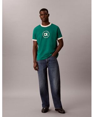 Calvin Klein Graphic Logo Ringer T-Shirt - Green