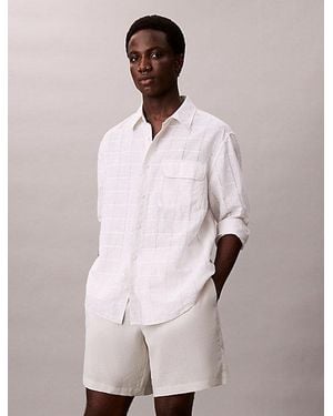 Calvin Klein Linen Blend Pull On Shorts - Pink