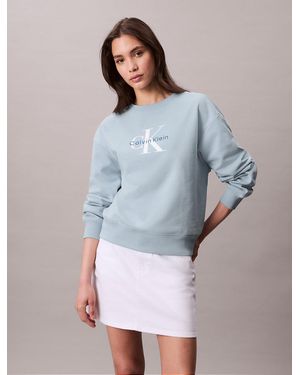Calvin Klein Sweat Relaxed Avec Monogramme - Bleu