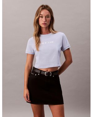 Calvin Klein Logo Graphic Cropped T-Shirt - White