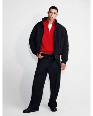 Calvin Klein Ribbed 1/4 Zip Sweater - Blue