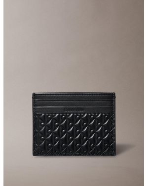 Calvin Klein Embossed Allover Monogram Card Holder - Grey