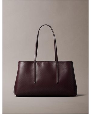 Calvin Klein Allover Emblem Logo Tote Bag - Brown