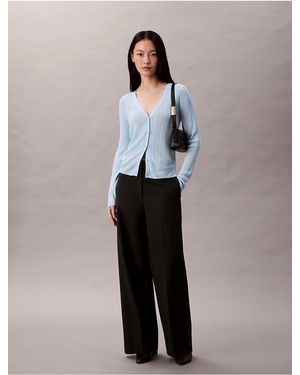 Calvin Klein Calvin Klein Smooth Cotton Variegated Rib Sweater Cardigan - Multicolor