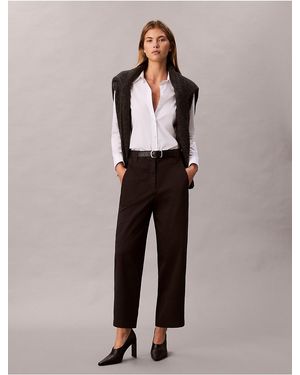 Calvin Klein Jeans Cotton Stretch Twill Barrel Pants - Brown