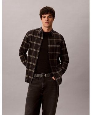 Calvin Klein Oxford Cotton Check Shirt - Black