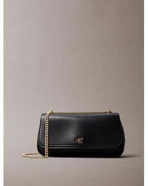 Calvin Klein Monogram Logo Hardware Chain Small Shoulder Bag - Grey