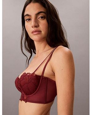 Calvin Klein Lightly Lined Balconette Ck Lace Floral - Red