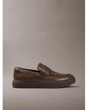 Calvin Klein Leather Hybrid Cupsole Loafers - Brown