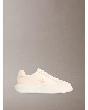 Calvin Klein Leather Durable Traction Chunky Trainers - Natural