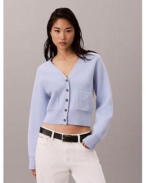 Calvin Klein Jeans Soft Knit Cotton Wool Cardigan - Purple
