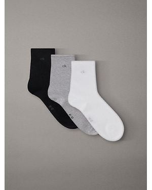Calvin Klein 3-Pack Zachte Katoenen Rolltop Crewsokken - Metallic