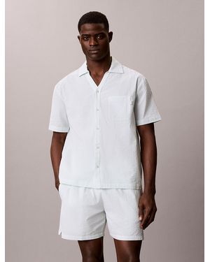 Calvin Klein Cotton Seersucker Pyjama Top - White