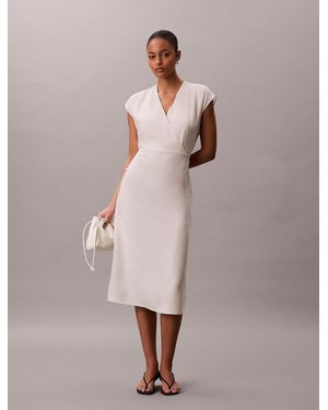 Calvin Klein Soft Lyocell Linen Midi Dress - Pink