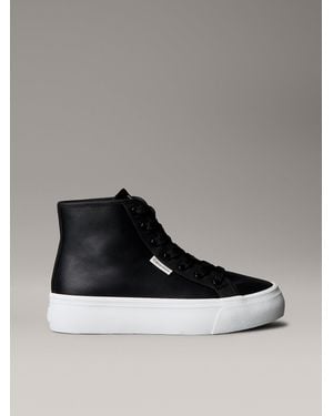 Calvin Klein Leather High-Top Platform Trainers - Metallic