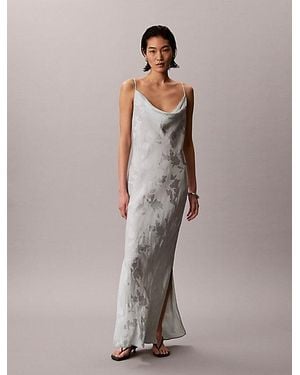 Calvin Klein Satin Jacquard Maxi Slip Dress - Multicolour