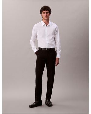 Calvin Klein Cotton Stretch Poplin Slim Button-Down Shirt - White