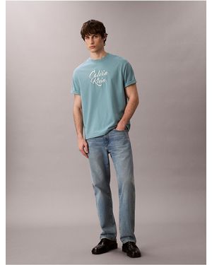 Calvin Klein Calvin Klein Script Logo Graphic Relaxed T-Shirt - Blue