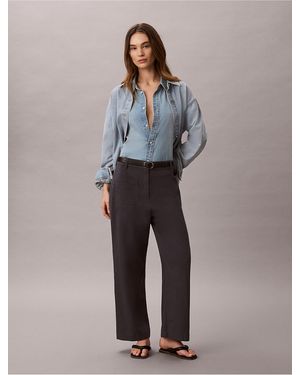 Calvin Klein Calvin Klein Marcy Twill Wide Leg Pants - Gray