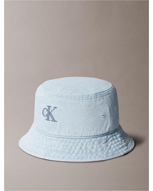 Calvin Klein Calvin Klein Monogram Logo Denim Bucket Hat - Blue
