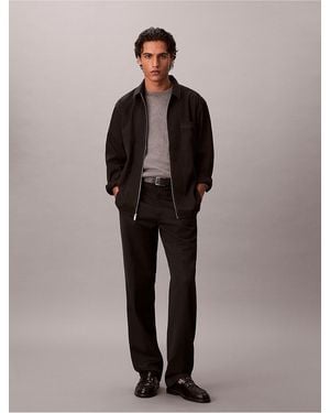 Calvin Klein Wool Blend Relaxed Shirt Jacket - Black