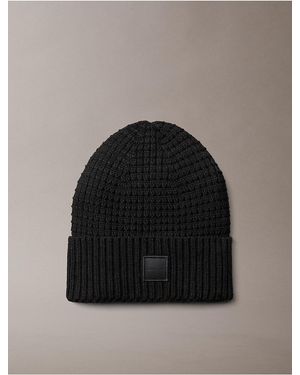 Calvin Klein Grid Stitch Cuff Hat - Black