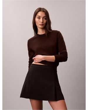 Calvin Klein Pleated Mini Skirt - Brown
