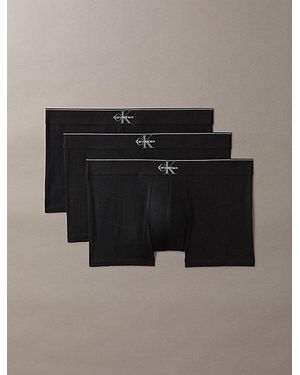 Calvin Klein 3 Pack Trunks Graphic Monogram Cotton Stretch - Black