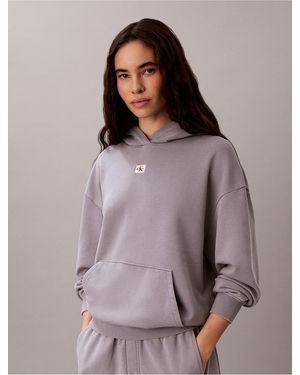Calvin Klein Calvin Klein Woven Monologo Terry Pullover Hoodie - Purple