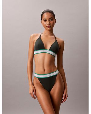 Calvin Klein Halter Triangle Bikini Top - Multicolour