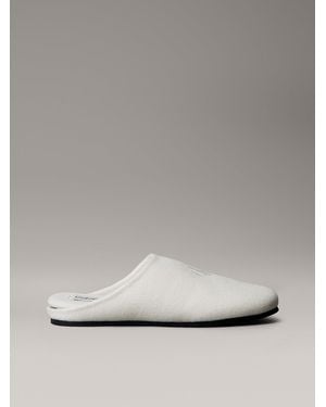 Calvin Klein Felt Signature Logo Mule Slippers - Grey
