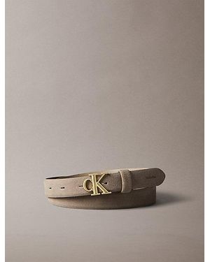 Calvin Klein Suede Monogram Buckle Belt - Brown