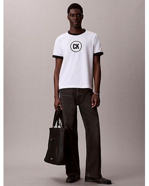 Calvin Klein Jeans Graphic Logo Ringer T-Shirt - White