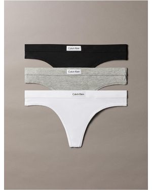 Calvin Klein Cotton Stretch Comfort 3-Pack Thong - Brown