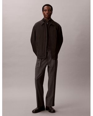 Calvin Klein Straight Wool Blend Pinstripe Belted Trousers - Brown