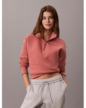 Calvin Klein Sport French Terry 1 4 Zip Sweatshirt - Red