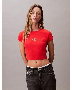 Calvin Klein Slim Monogram T-Shirt - Rood