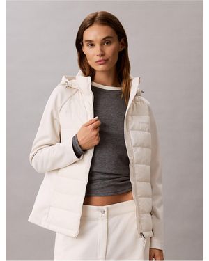 Calvin Klein Mixed Media Puffer Jacket - Natural
