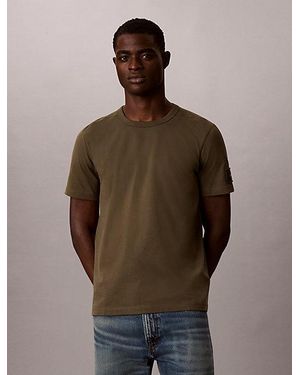 Calvin Klein Jeans Sueded Cotton Badge T-Shirt - Brown