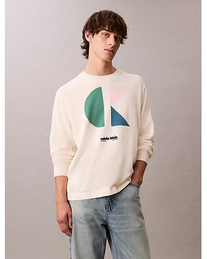 Calvin Klein Relaxed Trui Met Monogram-Logo - Naturel