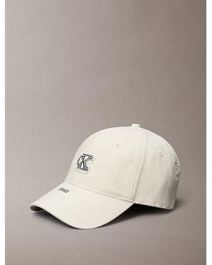 Calvin Klein Washed Canvas Embroidered Logo Cap - Natural