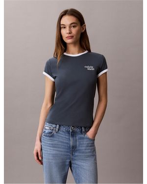 Calvin Klein Calvin Klein 1989 Logo Slim Ringer Tee - Blue