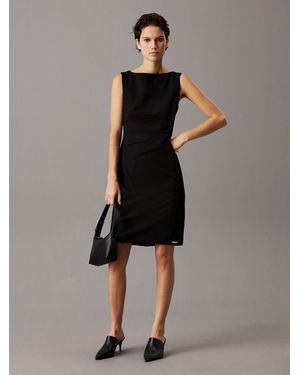 Calvin Klein Slim Scuba Gathered Dress - Black