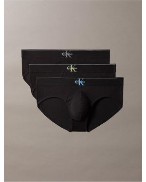 Calvin Klein Graphic Monogram Cotton Stretch 3-Pack Brief - Black