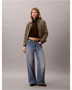 Calvin Klein Calvin Klein Monogram Logo Fleece Funnel Neck Sweatshirt - Brown